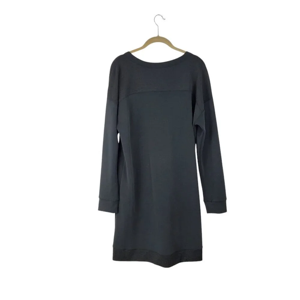 Cable & Gauge Long Sleeve Shirt Dress NWT Black V-Neck Textured Size Large